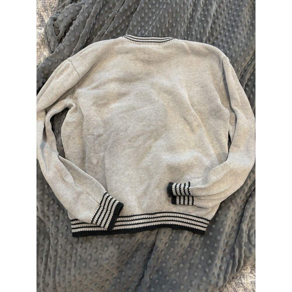 Brandy Melville Women's cream Knit Striped green Trim Crewneck Sweater S - Picture 5 of 7